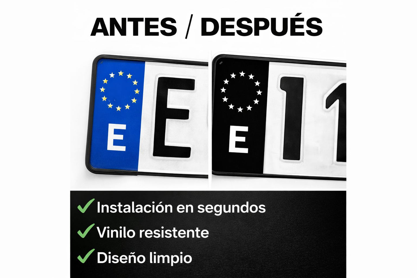 Vinilo DISTINTIVO de MATRÍCULA Negro
