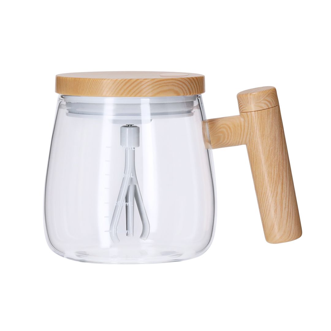 Taza Mezcladora Eléctrica 400 ml | Agitador Automático para Café, Cacao, Té y Batidos | Cristal Borosilicato