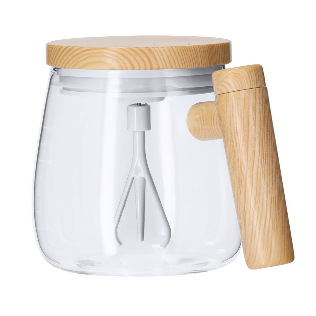 Taza Mezcladora Eléctrica 400 ml | Agitador Automático para Café, Cacao, Té y Batidos | Cristal Borosilicato