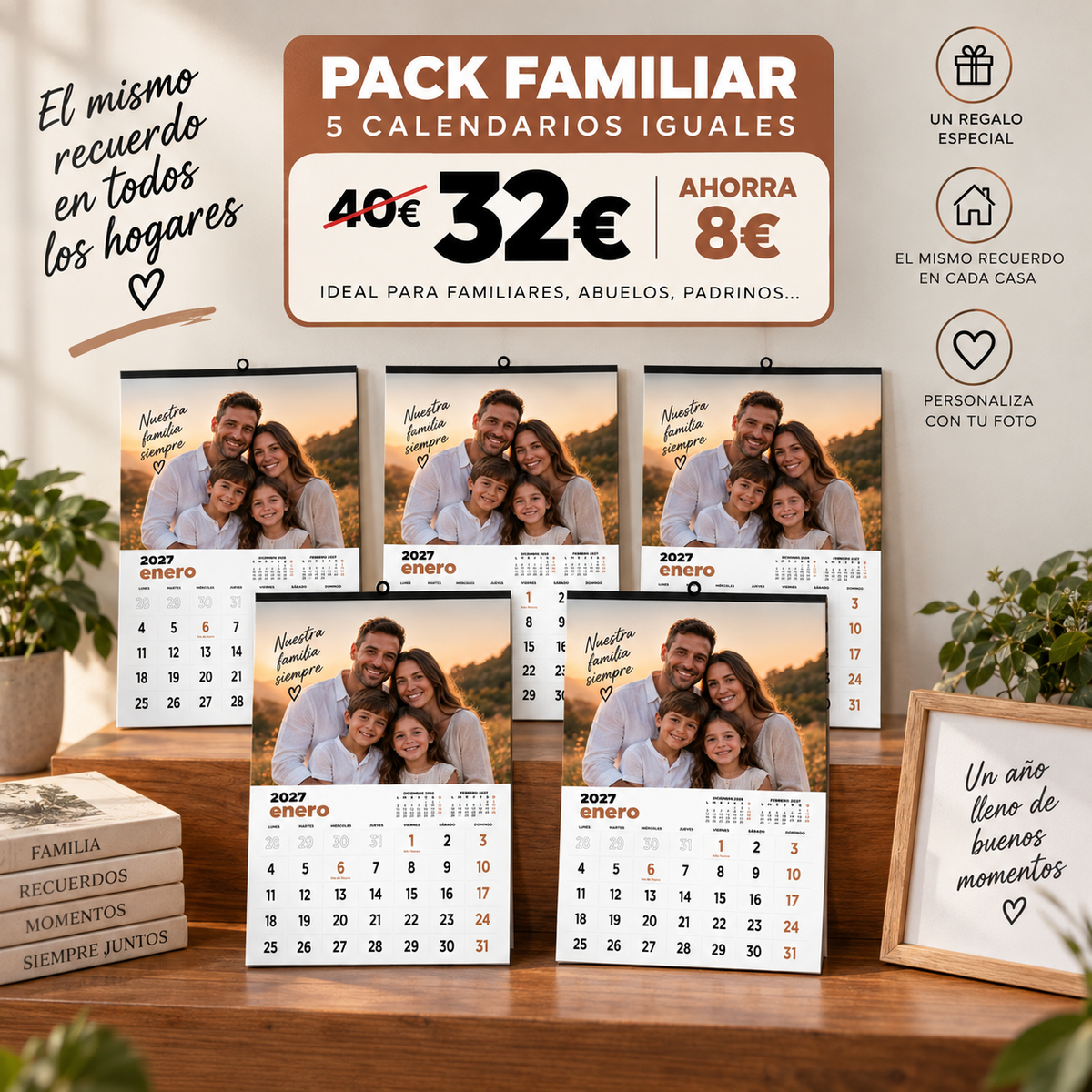 Drop-leaf calendars. Format: 43.50 x 61 cm