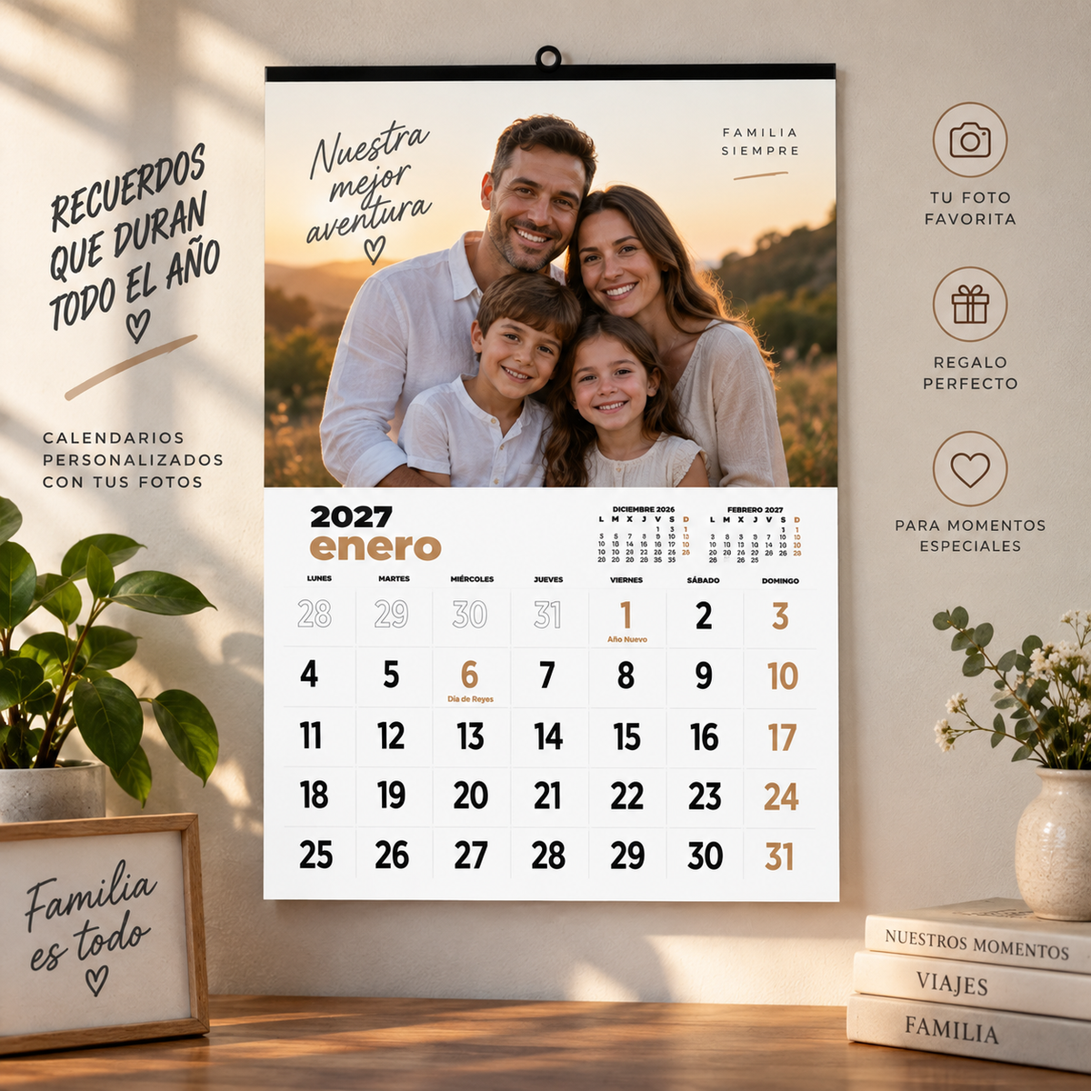 Drop-leaf calendars. Format: 43.50 x 61 cm