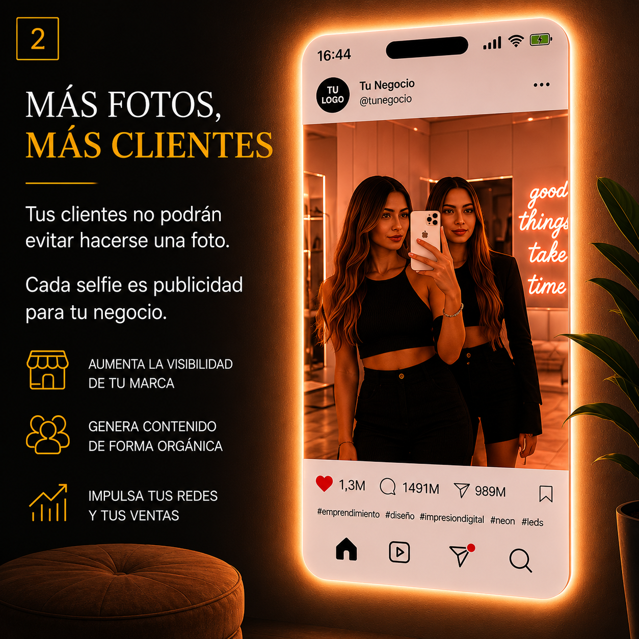 📸Espejo Instagram Personalizable con LED
