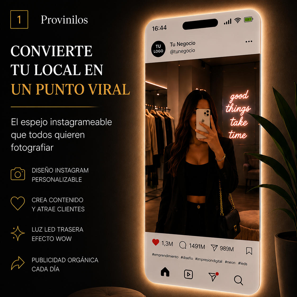 📸Espejo Instagram Personalizable con LED