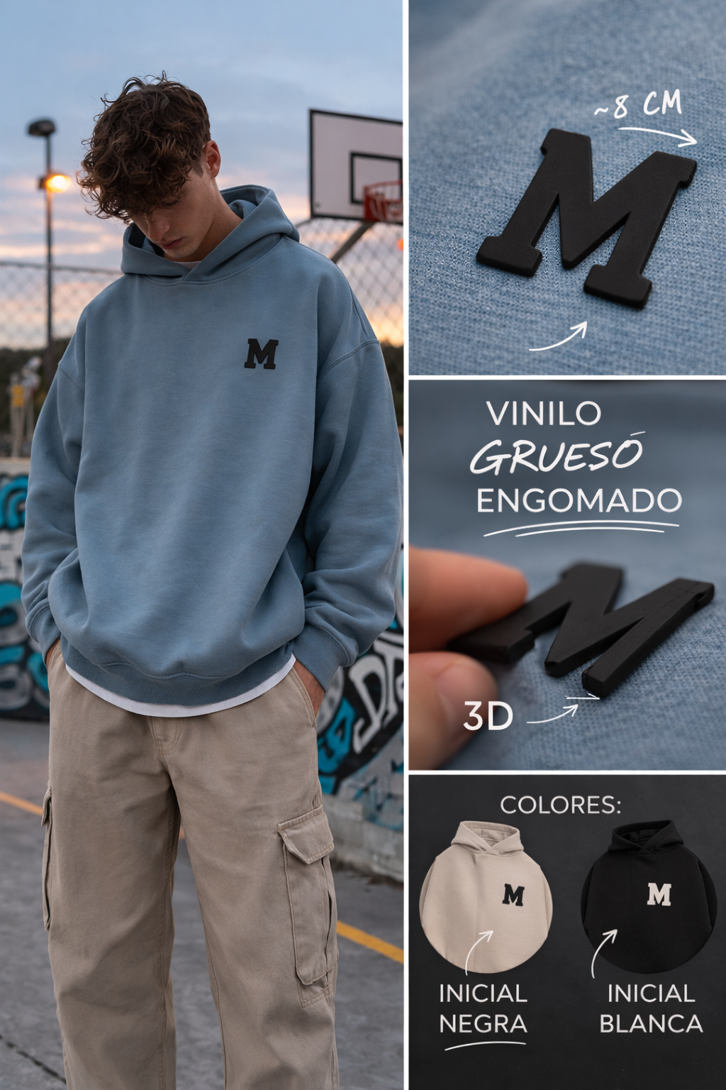 🔥 Sudadera Oversize Unisex con Inicial 3D Engomada – Essential Drop