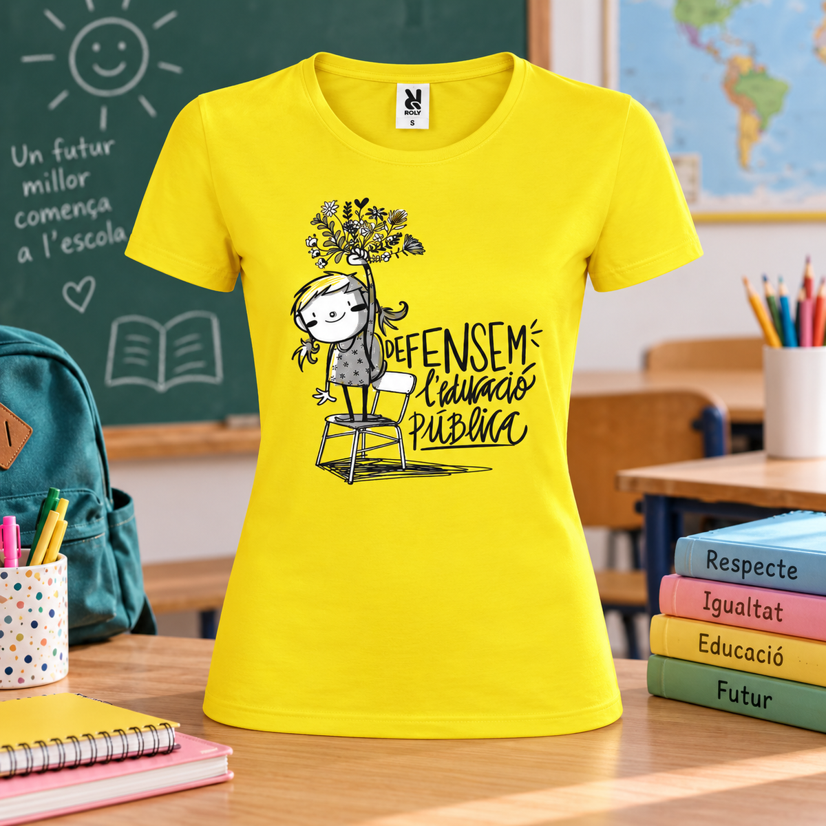 Samarreta tallatge noia  — Defensem l’educació Pública!