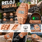 Reloj Digital Metálico Retro Oro Rosa con Luz LED, Alarma y Cronómetro