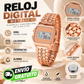 Reloj Digital Metálico Retro Oro Rosa con Luz LED, Alarma y Cronómetro