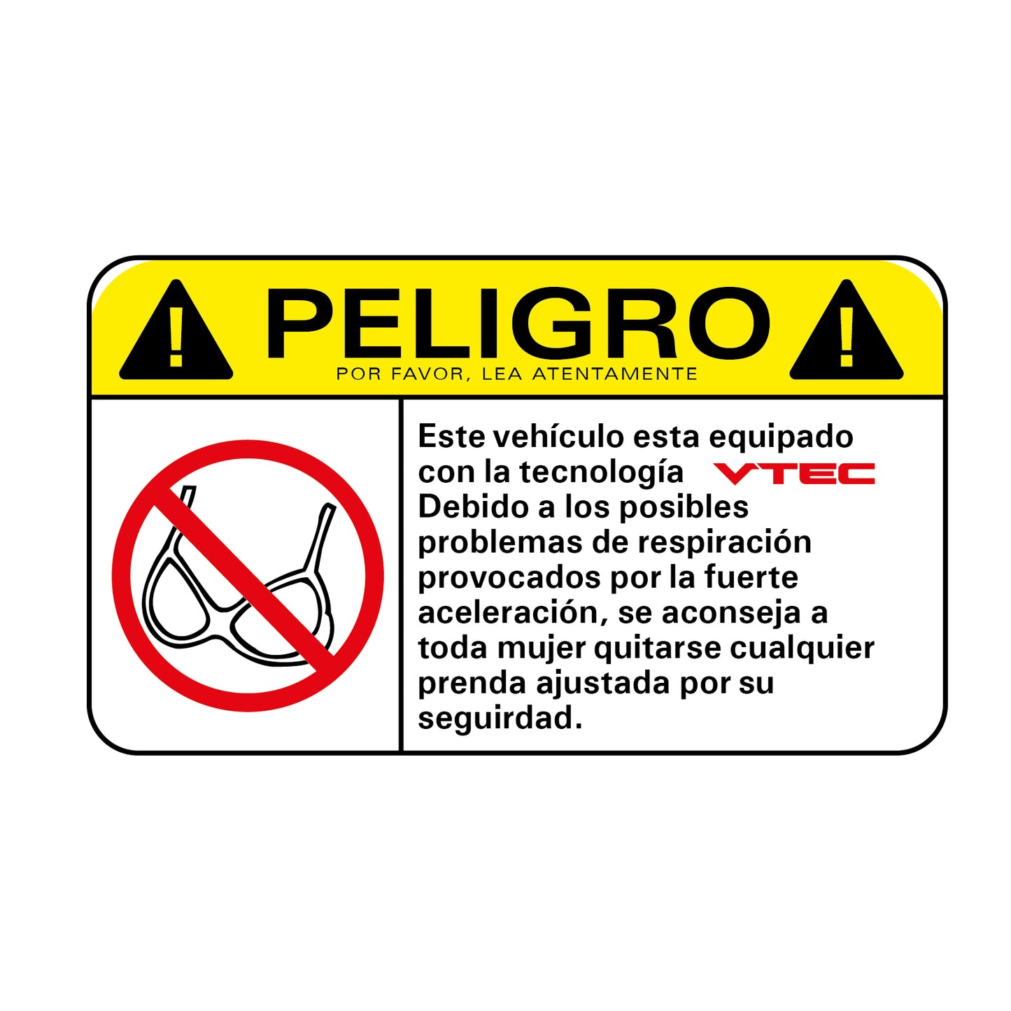 ⚠️ PEGATINA VTEC PELIGRO PARA COCHE – PACK 2 UNIDADES ⚠️