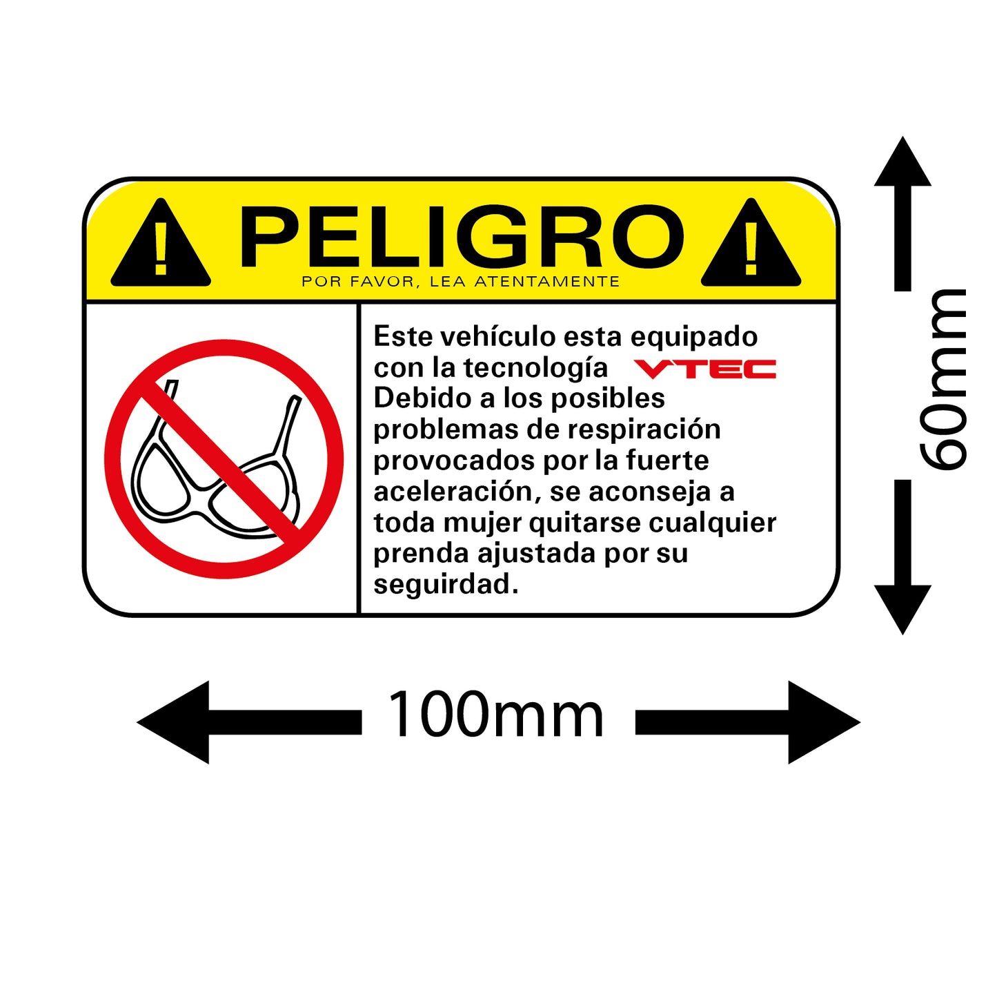 ⚠️ PEGATINA VTEC PELIGRO PARA COCHE – PACK 2 UNIDADES ⚠️